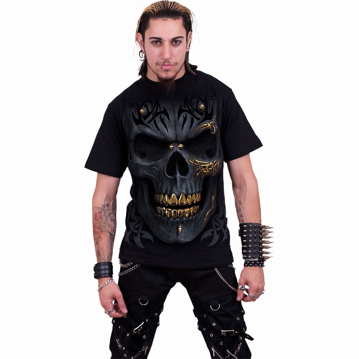 Spiral Unisex T-Shirt: Black Gold (Black) (Back Print)