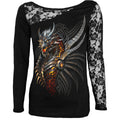Spiral Ladies Lace One Shoulder Top: Razor Back (Black)