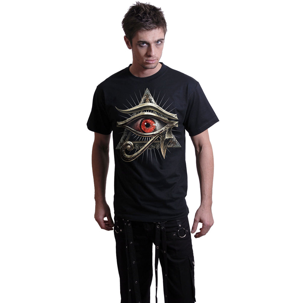 Spiral Unisex T-Shirt: Evil Eye (Black) (Back Print)