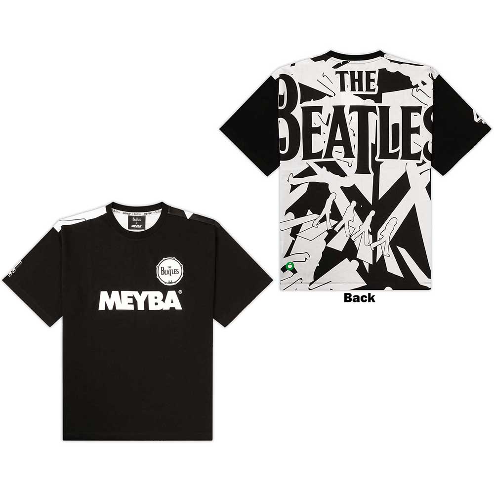 The Beatles Unisex T-Shirt: Meyba Drum & Crossing All-Over-Print (Black)