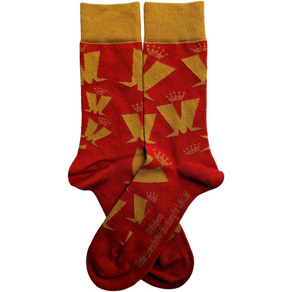 Madness Unisex Ankle Socks: Crown & M Pattern (Red) (UK Size 7 - 11)