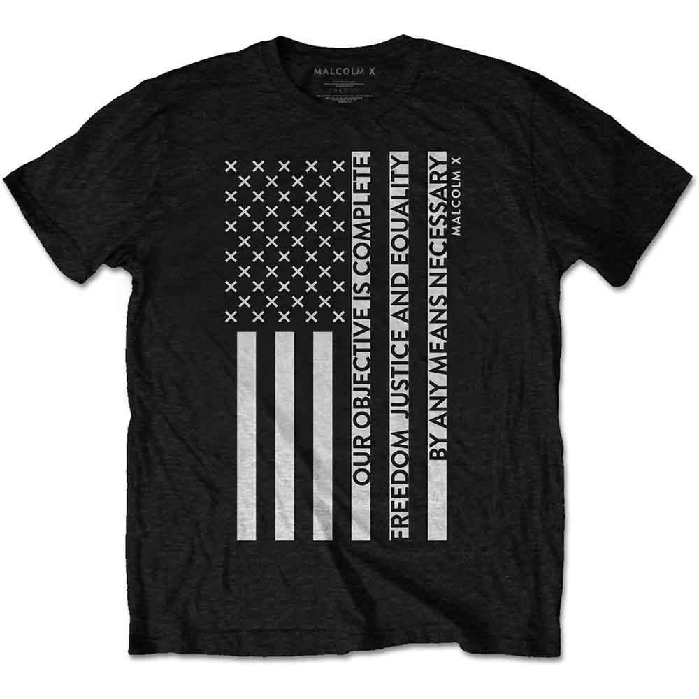 Malcolm X Unisex T-Shirt: Freedom Flag (Black)