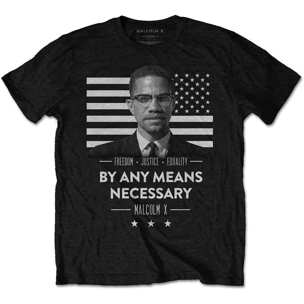 Malcolm X Unisex T-Shirt: By Any Means Necessary (Black)