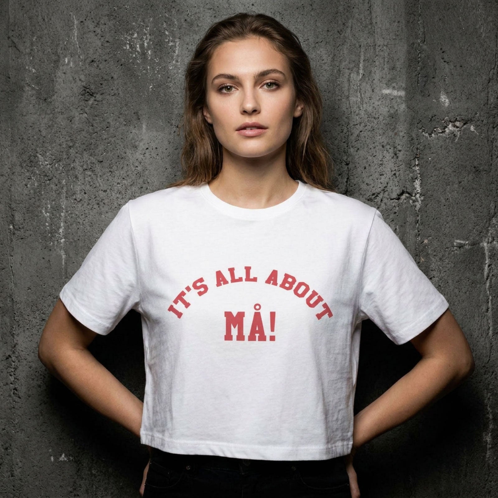 Maneskin Ladies Crop Top: It's All About MA! (White) (Ex-Tour)