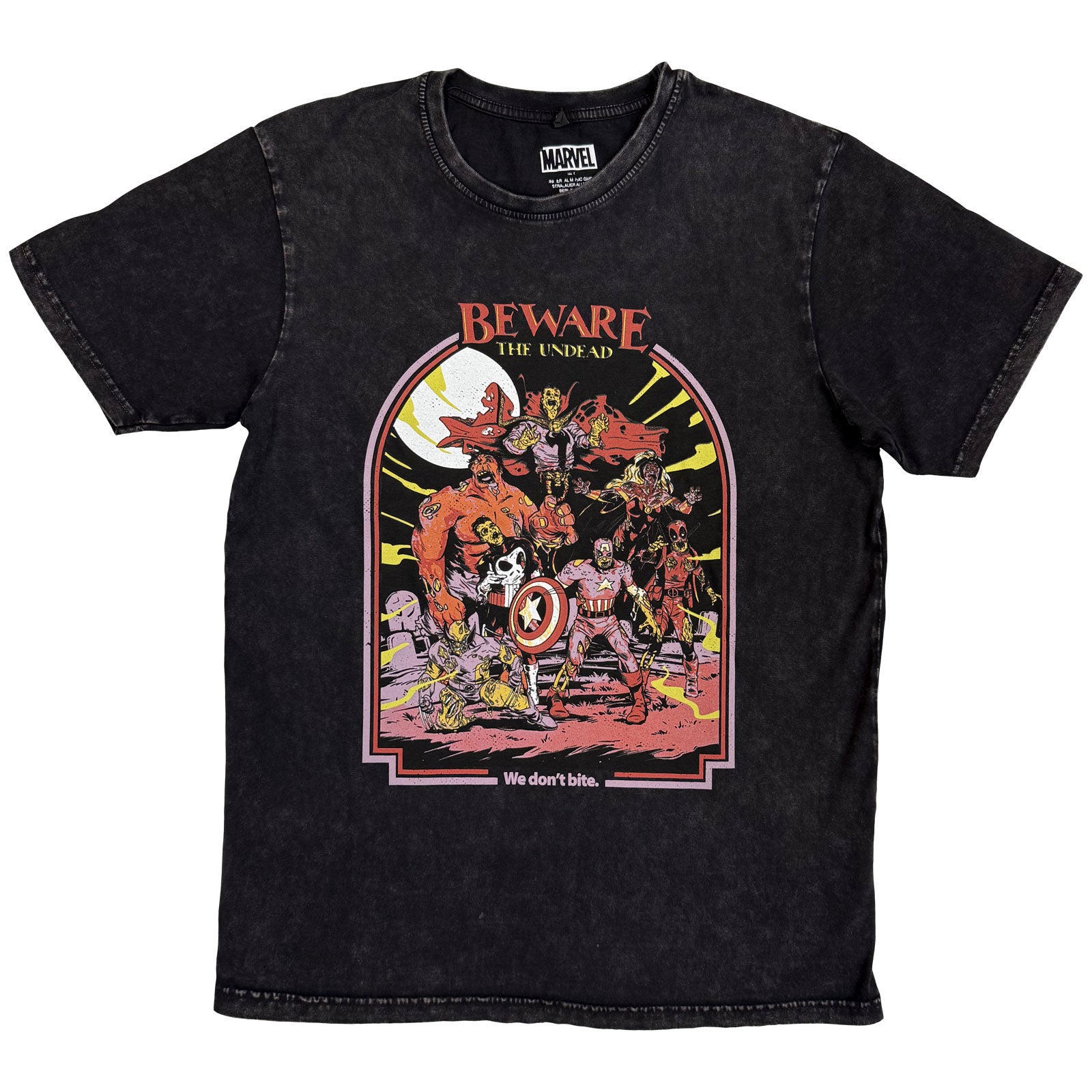 Marvel Comics Unisex Stone Wash T-Shirt: We Don't Bite (Black)