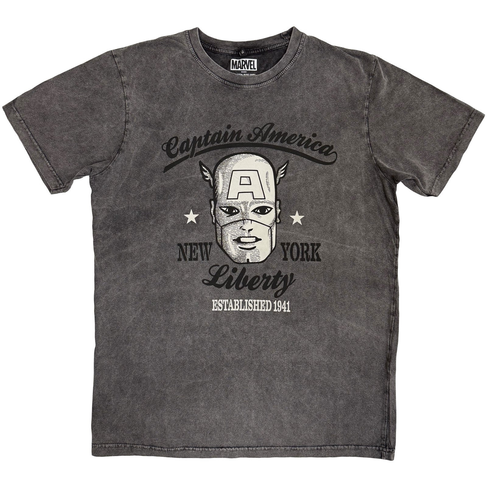 Marvel Comics Unisex Stone Wash T-Shirt: Captain America Est. 1941 (Charcoal Grey)