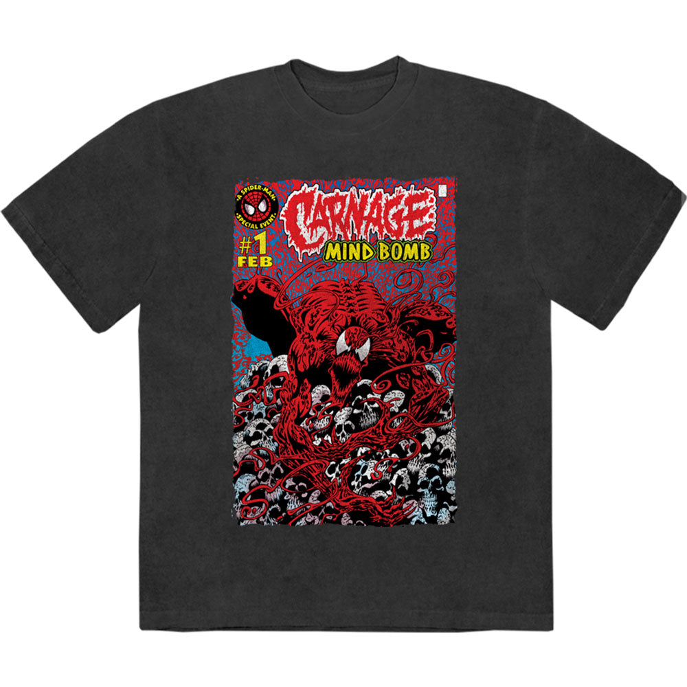 Marvel Comics Unisex Stone Wash T-Shirt: Carnage Mind Bomb (Black)