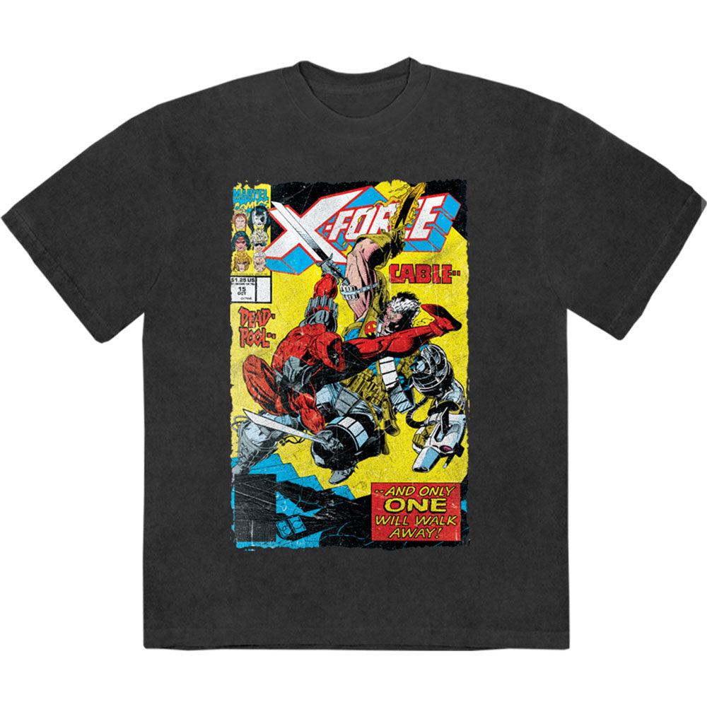 Marvel Comics Unisex Stone Wash T-Shirt: X-Force Cable & Deadpool (Black)