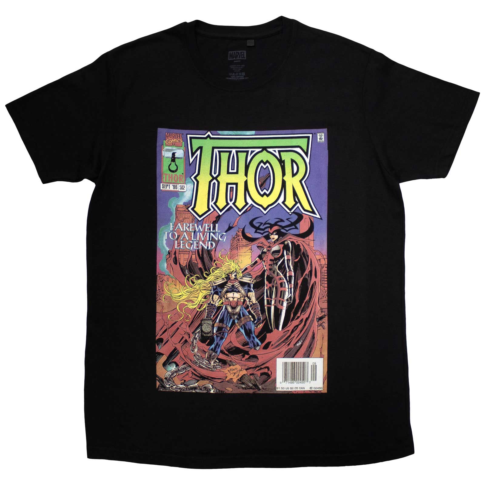 Marvel Comics Unisex T-Shirt: Thor Living Legend Comic Cover (Black)