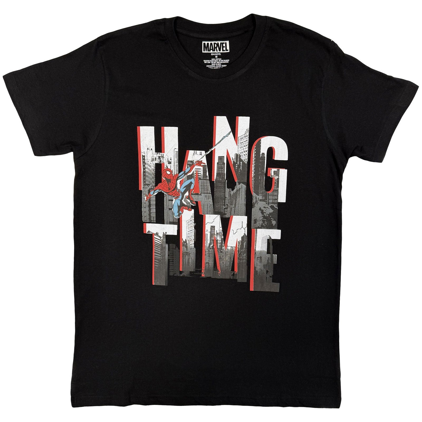 Marvel Comics Unisex T-Shirt: Hang Time Spider-Man (Black)