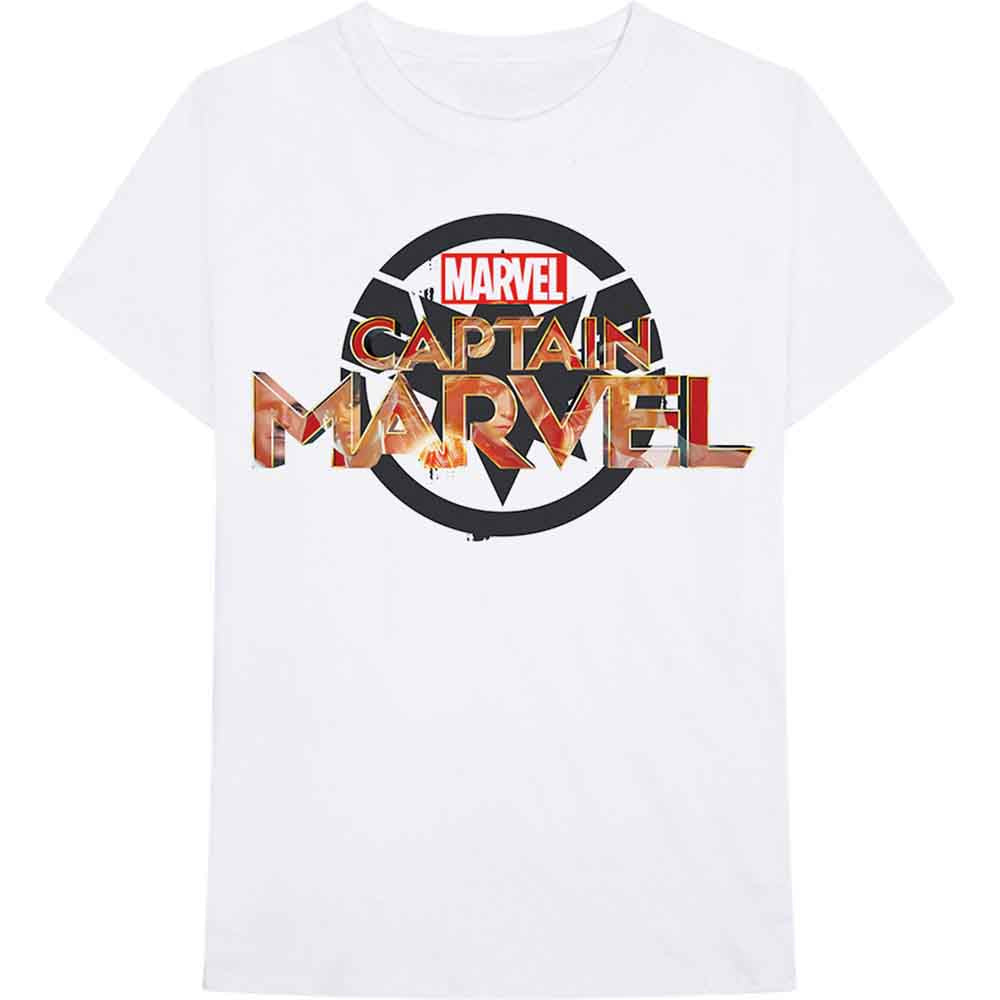 Marvel Comics Unisex T-Shirt: Captain Marvel New Logo (White)