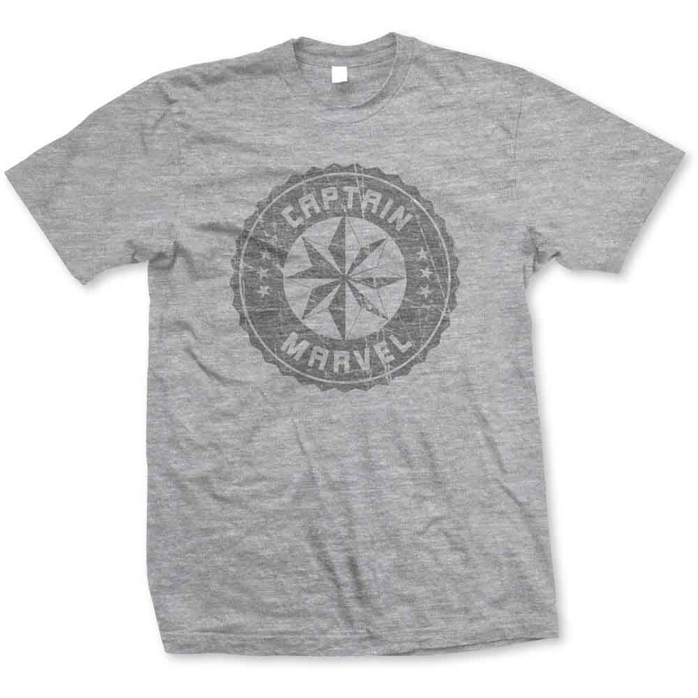 Marvel Comics Unisex T-Shirt: Captain Marvel Grey Circle (Grey)