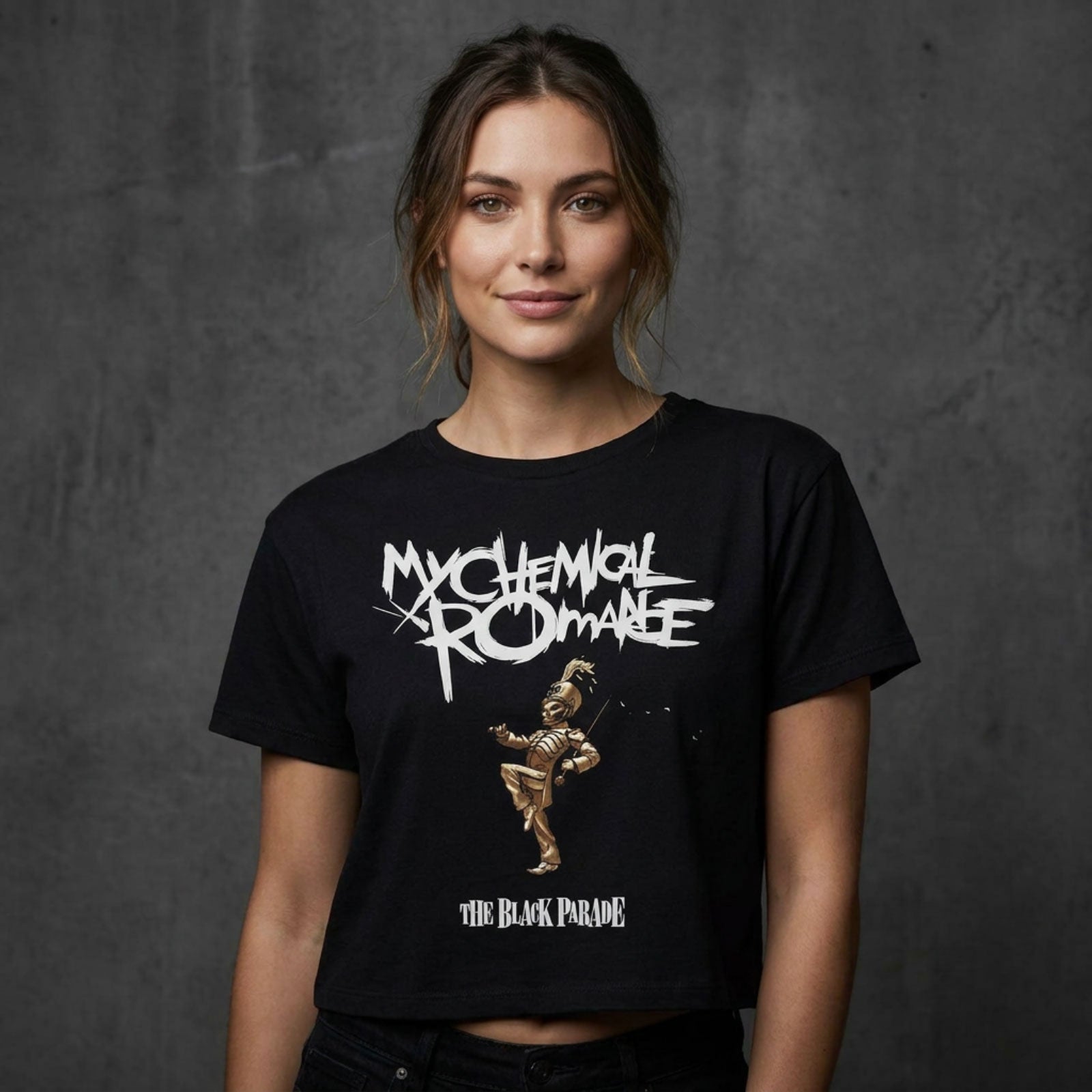 My Chemical Romance Ladies Crop Top: The Black Parade (Black)