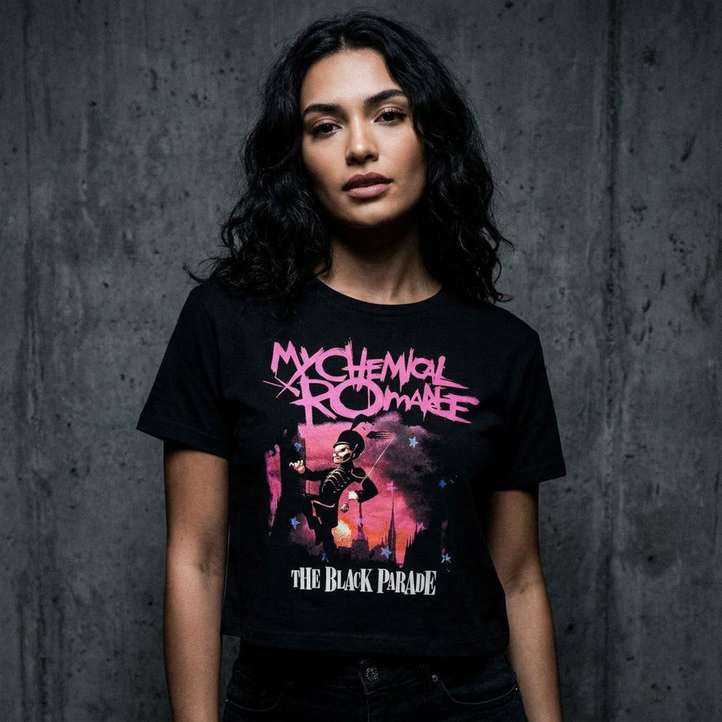 My Chemical Romance Ladies Crop Top: March (Black)