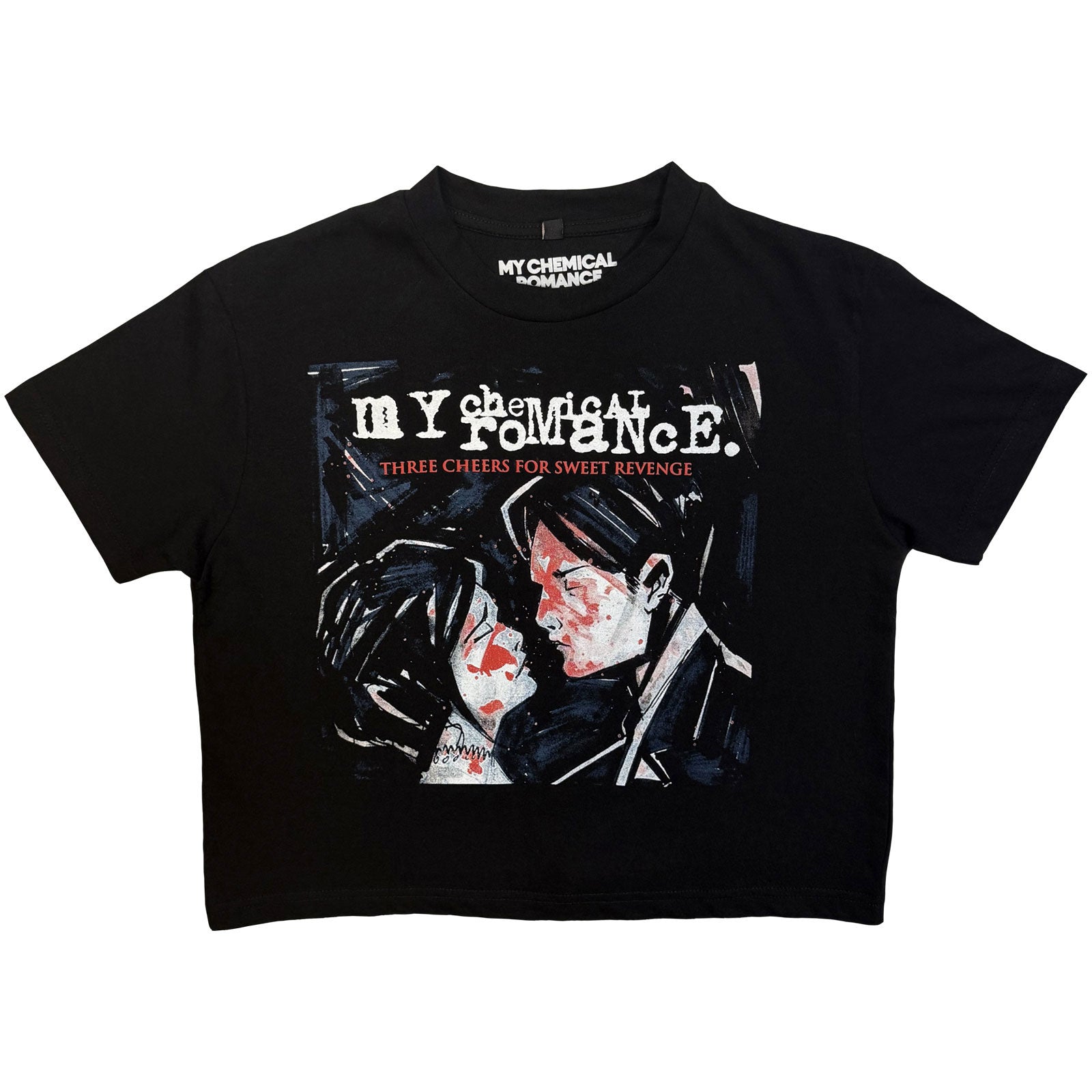 My Chemical Romance Ladies Crop Top: Three Cheers (Black)