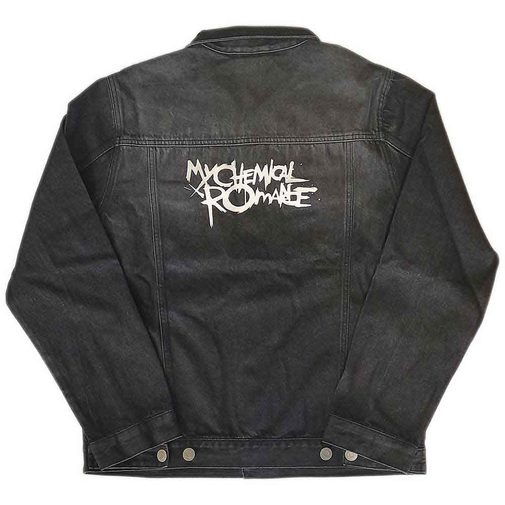 My Chemical Romance Unisex Denim Jacket: Logo (Black Denim) (Back Print)