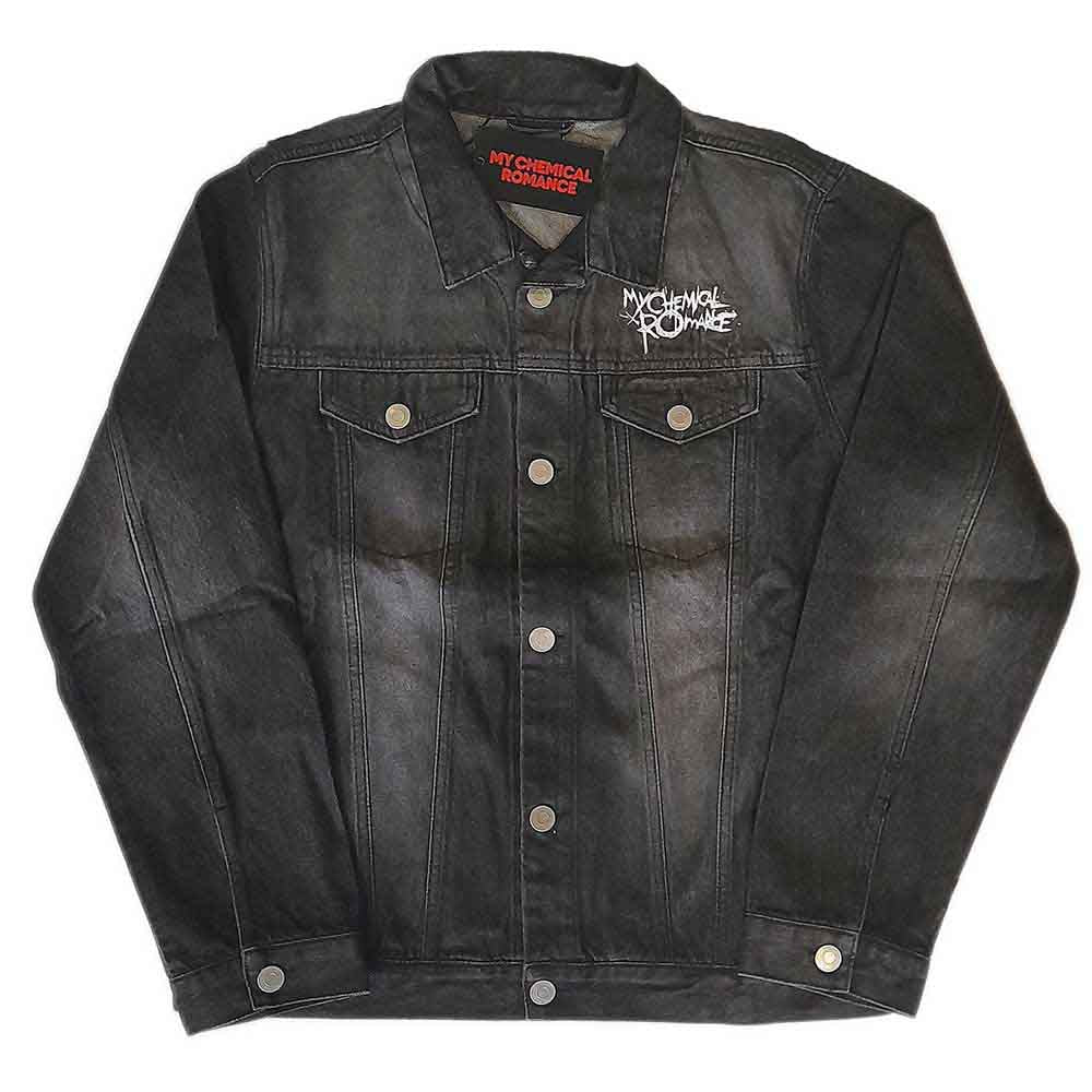 My Chemical Romance Unisex Denim Jacket: Logo (Black Denim) (Back Print)