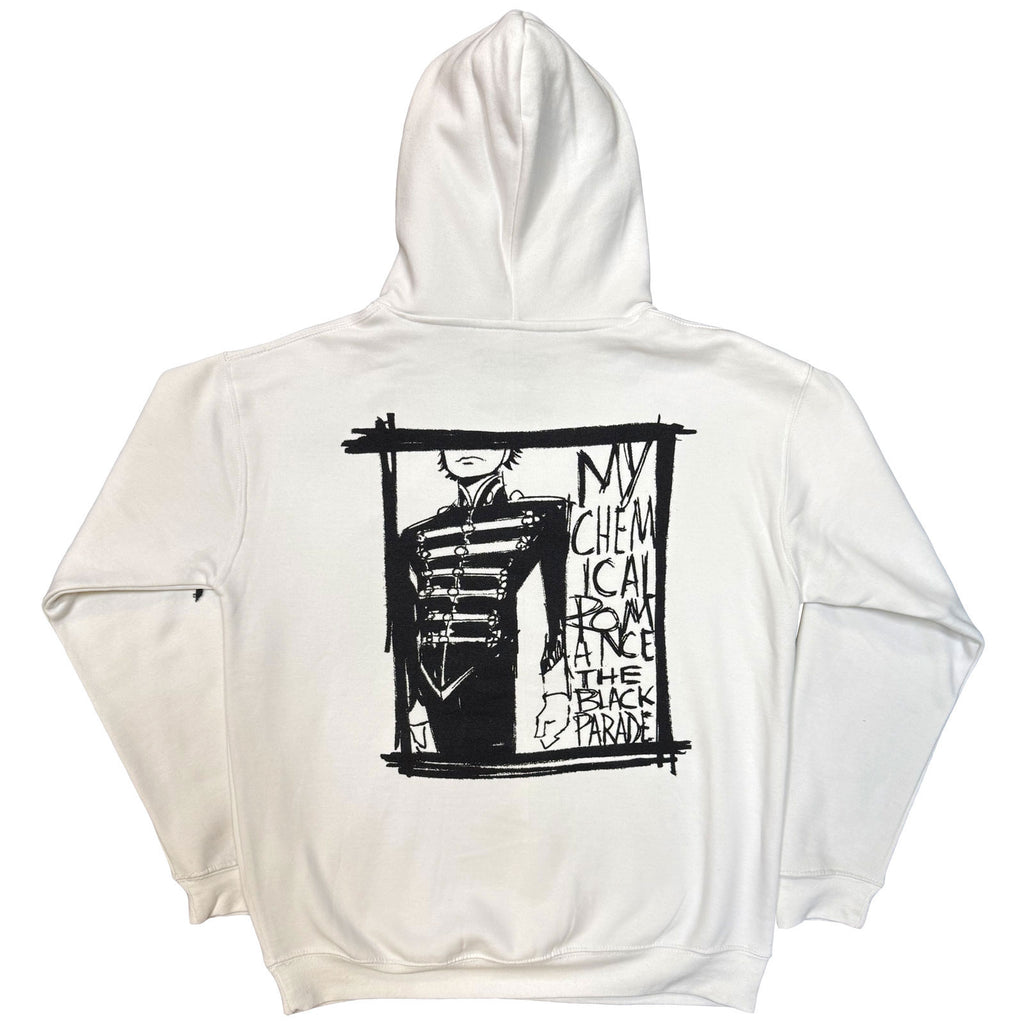 My Chemical Romance Unisex Pullover Hoodie: XV Marching Frame (White) (Back Print)