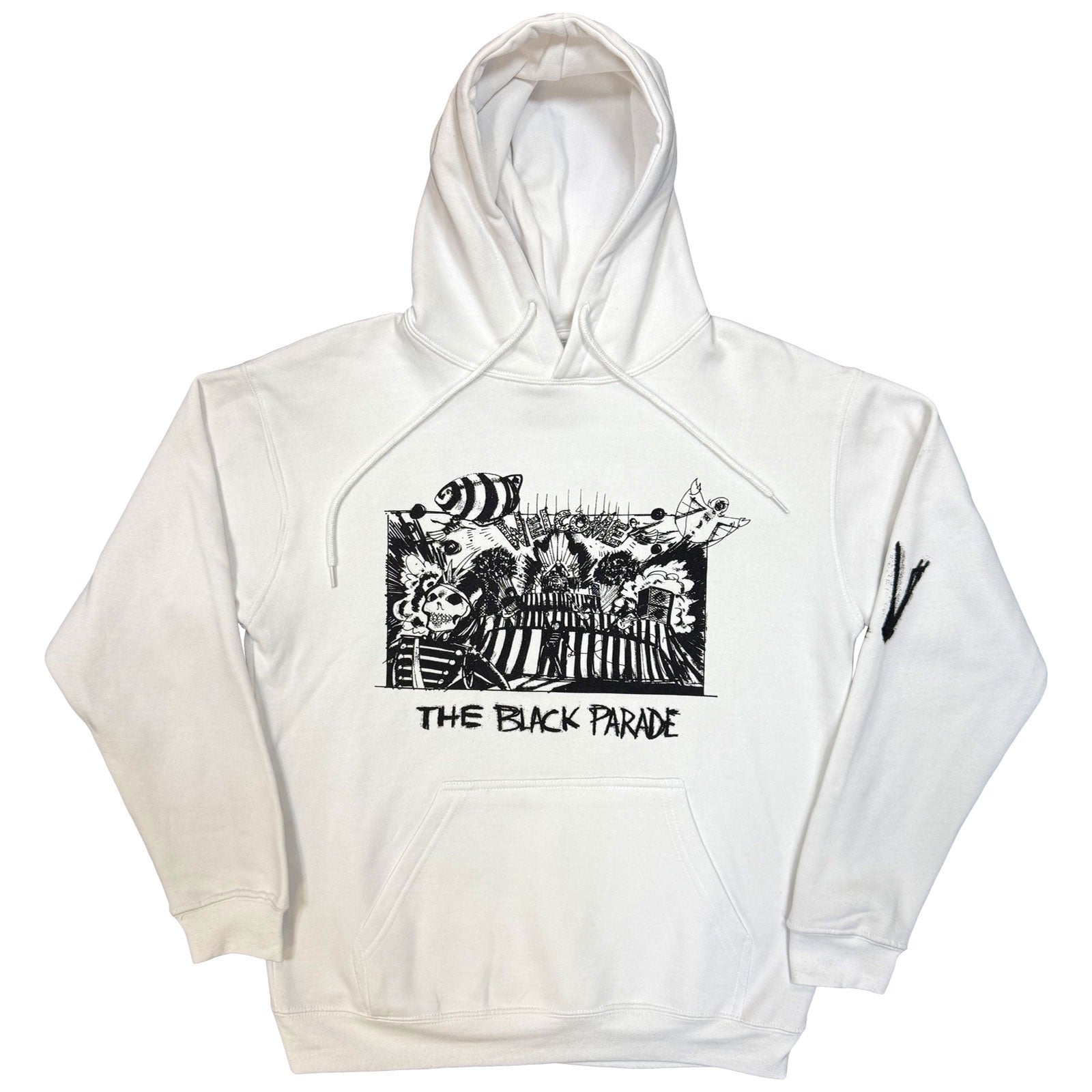 My Chemical Romance Unisex Pullover Hoodie: XV Marching Frame (White) (Back Print)