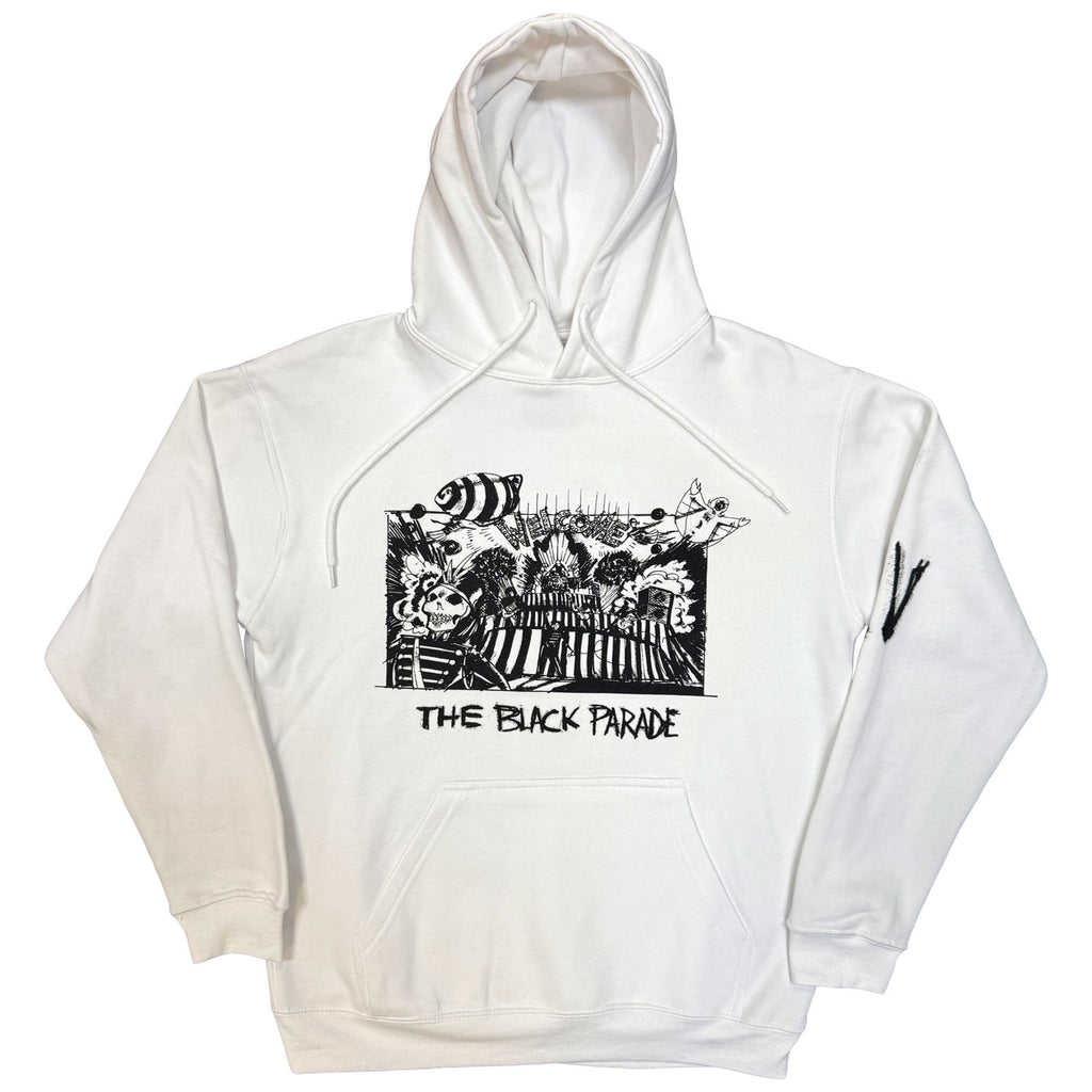 My Chemical Romance Unisex Pullover Hoodie: XV Marching Frame (White) (Back Print)