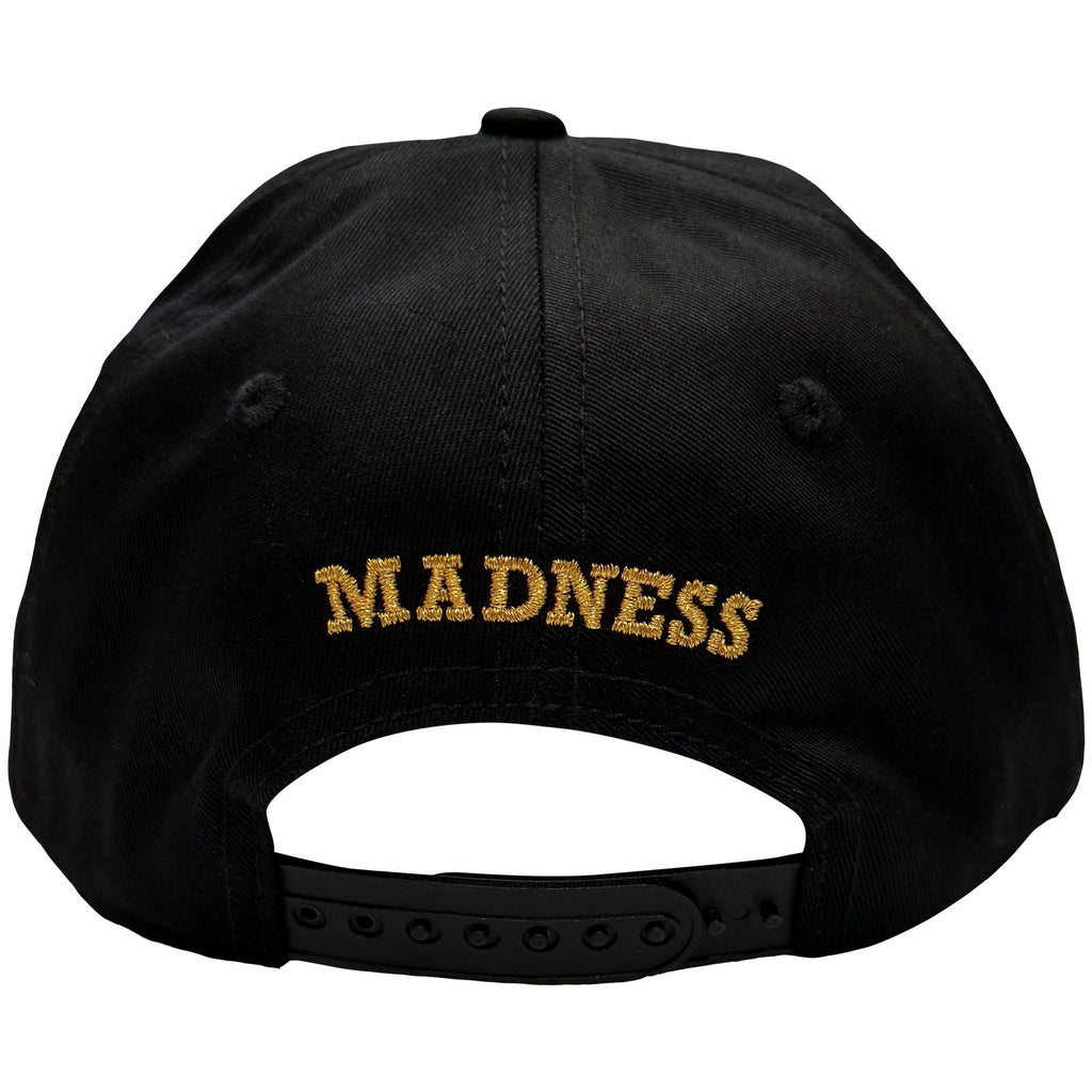 Madness Unisex Baseball Cap: Crown & M (Black) (Back Print)