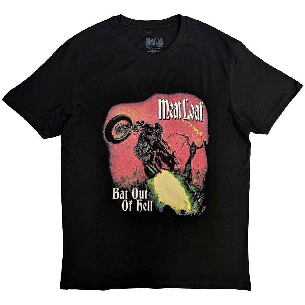 Meat Loaf Unisex T-Shirt: Bat Out Of Hell Cover (Black) (Back Print)