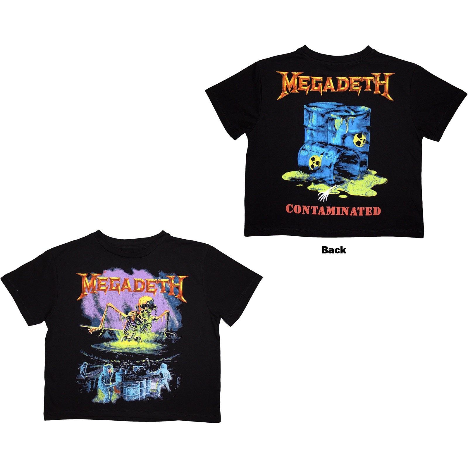 Megadeth Ladies Crop Top: Contaminated (Black) (Back Print)