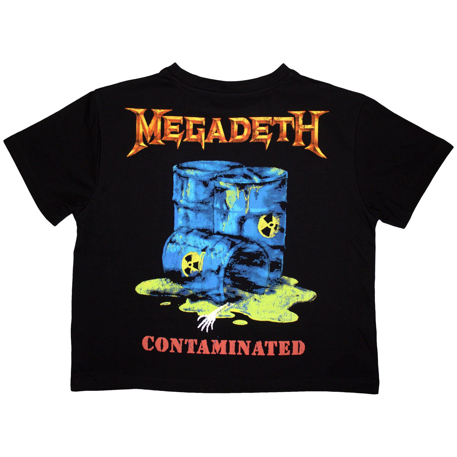 Megadeth Ladies Crop Top: Contaminated (Black) (Back Print)