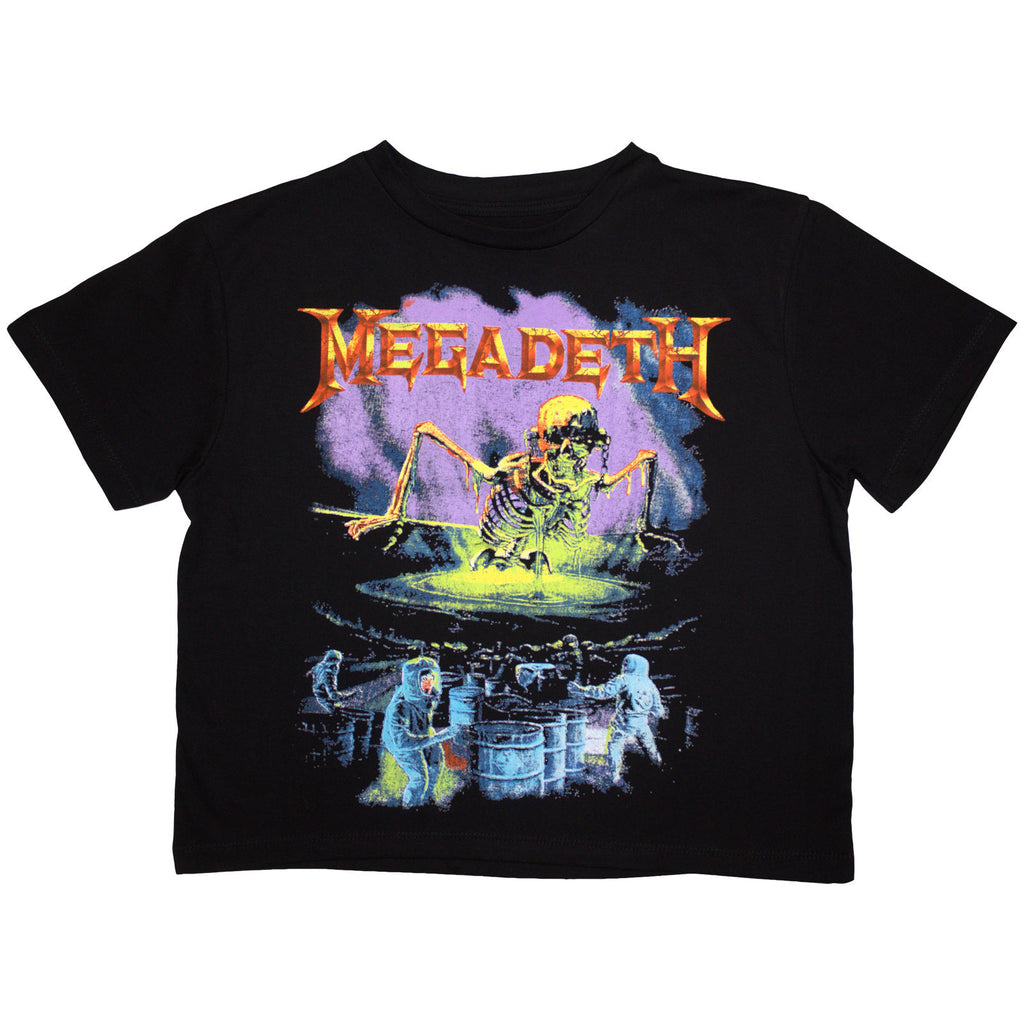 Megadeth Ladies Crop Top: Contaminated (Black) (Back Print)