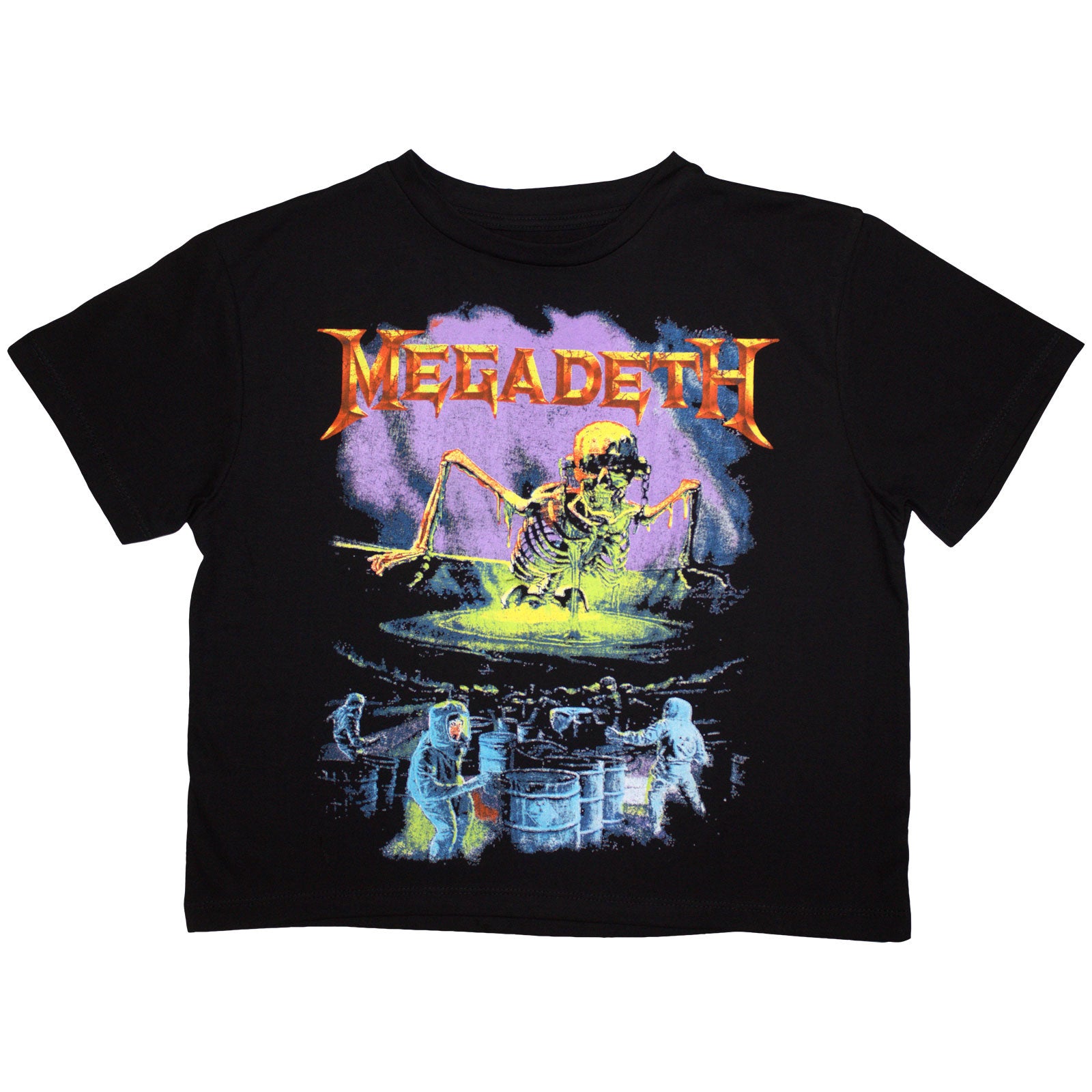 Megadeth Ladies Crop Top: Contaminated (Black) (Back Print)