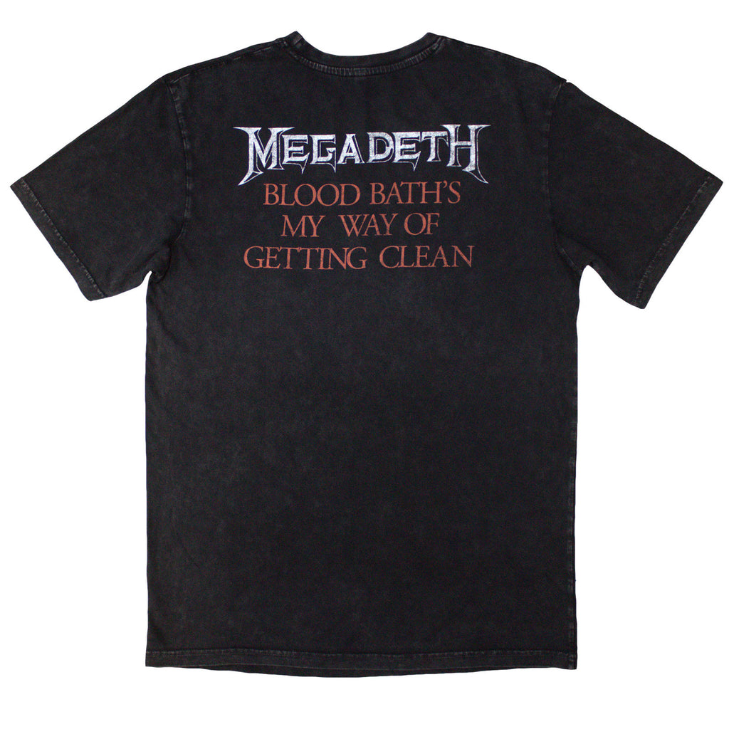 Megadeth Unisex Stone Wash T-Shirt: Black Friday (Charcoal Grey) (Back Print)