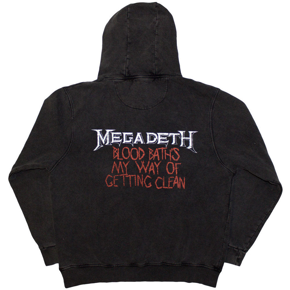 Megadeth Unisex Stone Wash Pullover Hoodie: Black Friday (Charcoal Grey) (Back Print & Wash Collection)