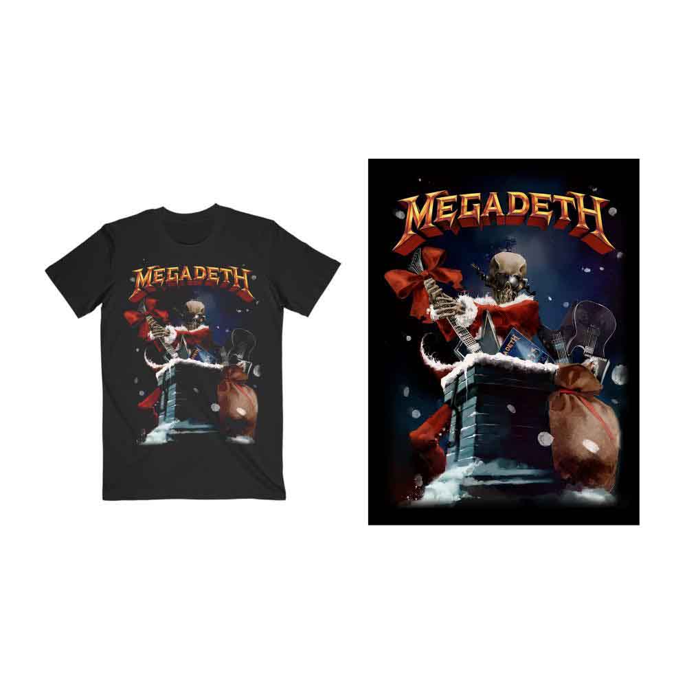 Megadeth Unisex T-Shirt: Santa Vic Chimney (Black)