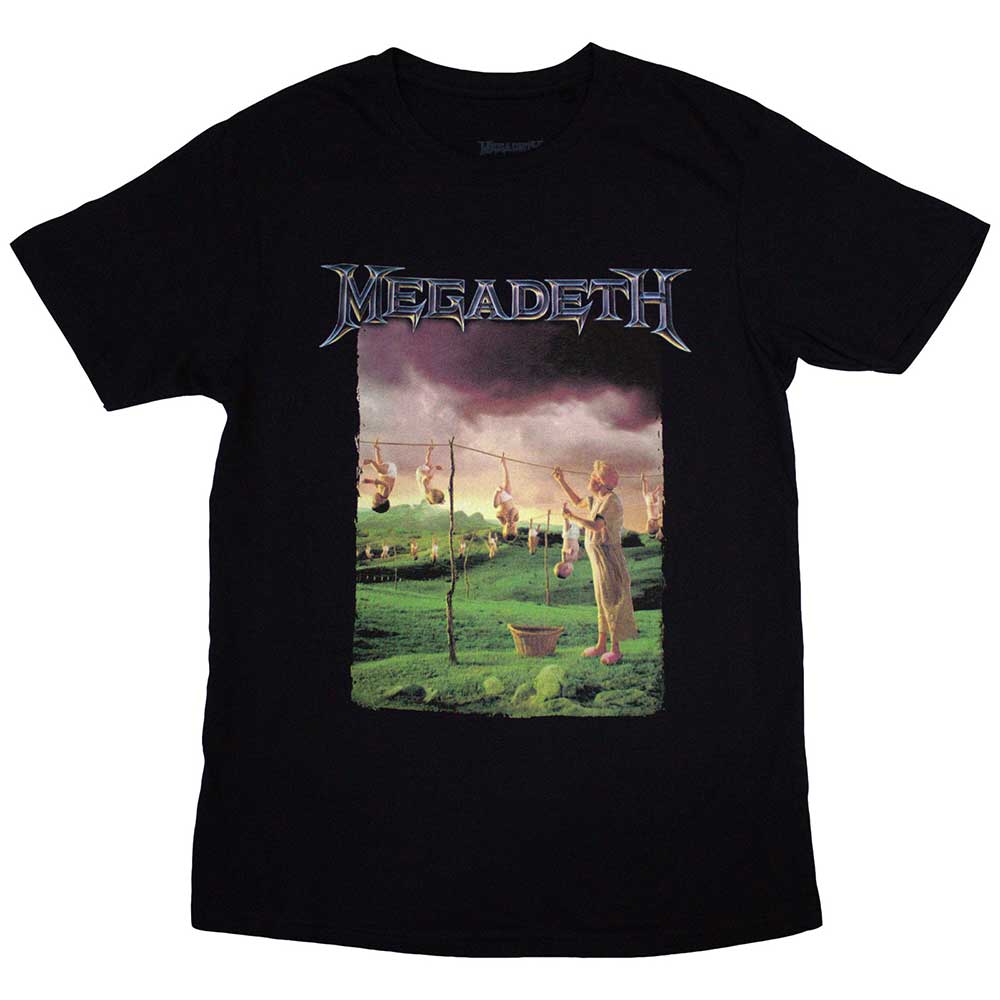 Megadeth Unisex T-Shirt: Youthanasia Tracklist (Black) (Back Print)