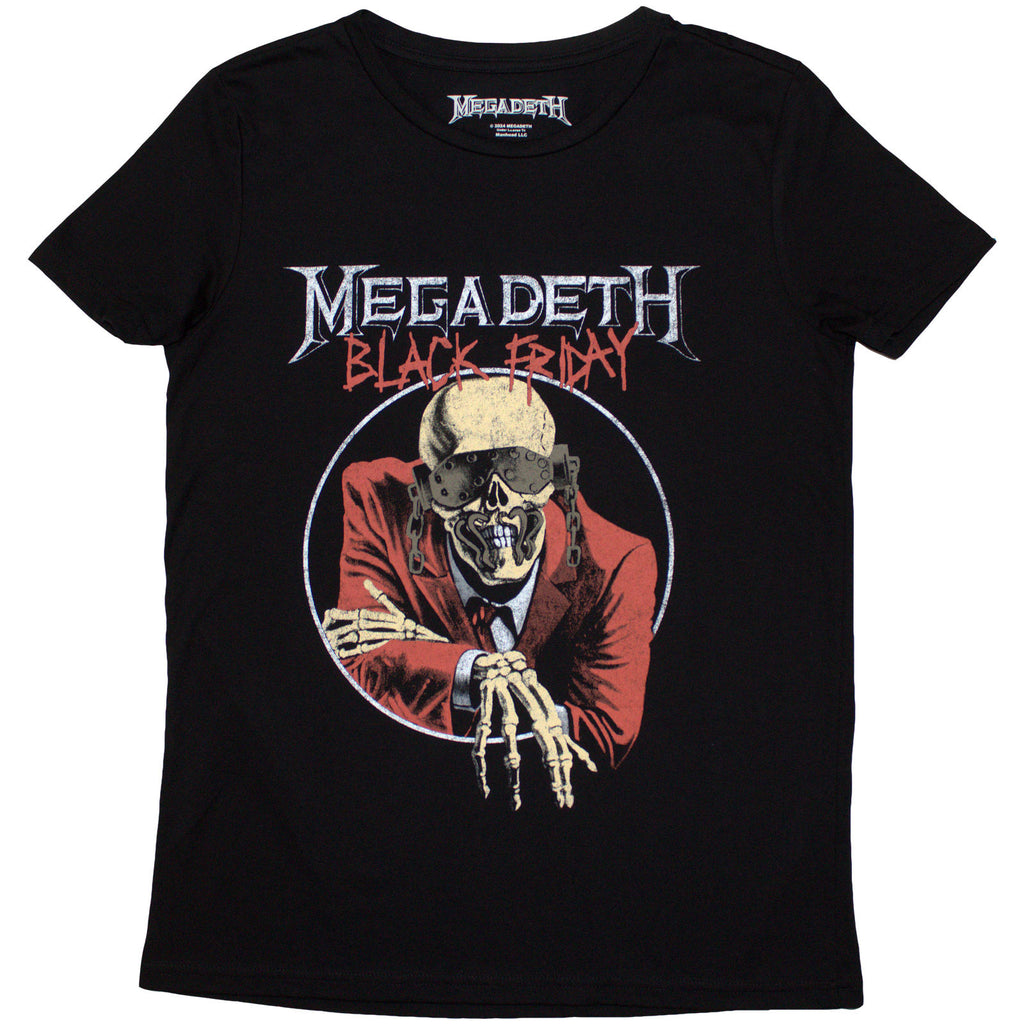 Megadeth Ladies T-Shirt: Black Friday (Black) (Back Print)