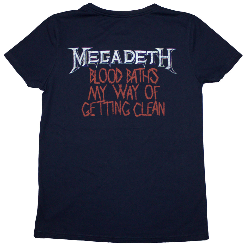 Megadeth Ladies T-Shirt: Black Friday (Navy Blue) (Back Print)