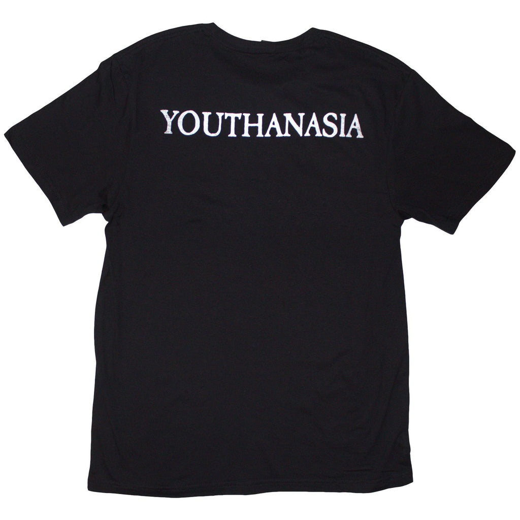 Megadeth Unisex T-Shirt: Youthanasia Ripped Thru (Black) (Back Print)