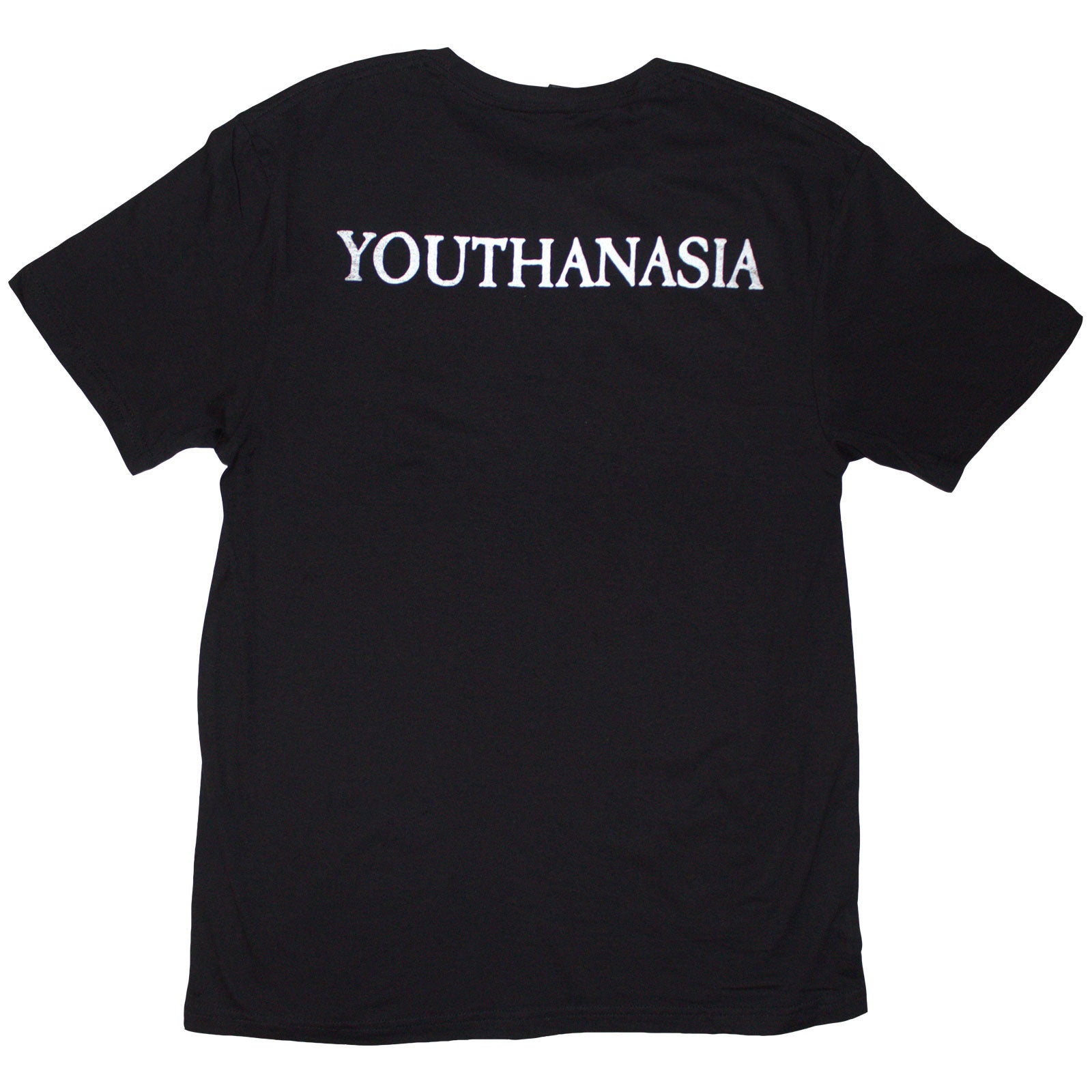 Megadeth Unisex T-Shirt: Youthanasia Ripped Thru (Black) (Back Print)