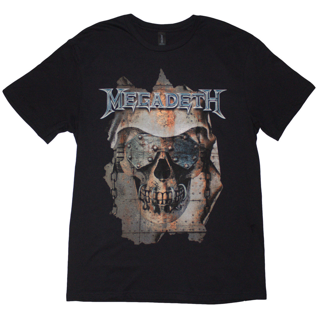 Megadeth Unisex T-Shirt: Youthanasia Ripped Thru (Black) (Back Print)
