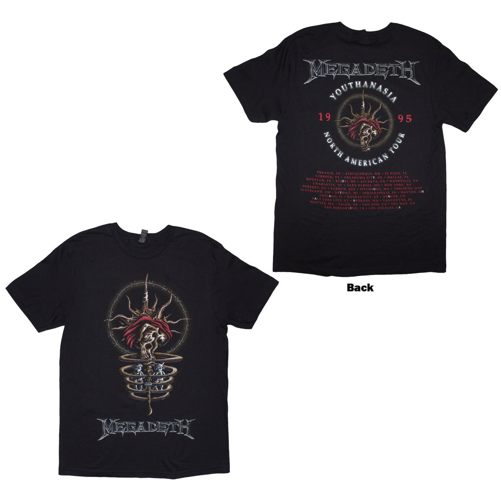 Megadeth Unisex T-Shirt: Youthanasia 1995 North American Tour (Black) (Back Print)
