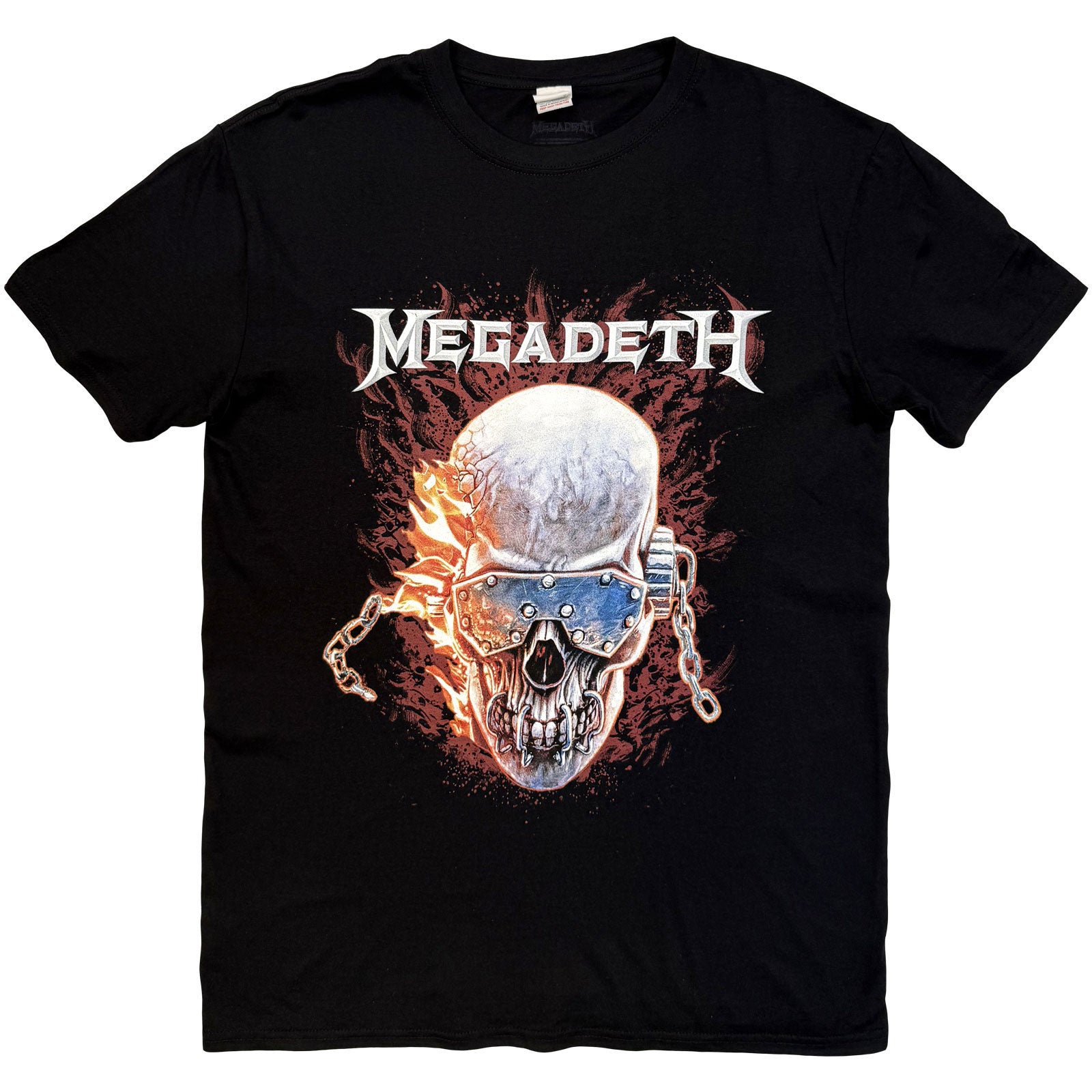 Megadeth Unisex T-Shirt: Vic & Flames (Black)