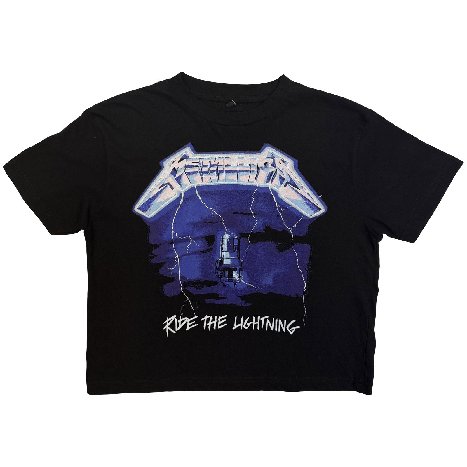 Metallica Ladies Crop Top: Ride The Lightning (Black) (Back Print)