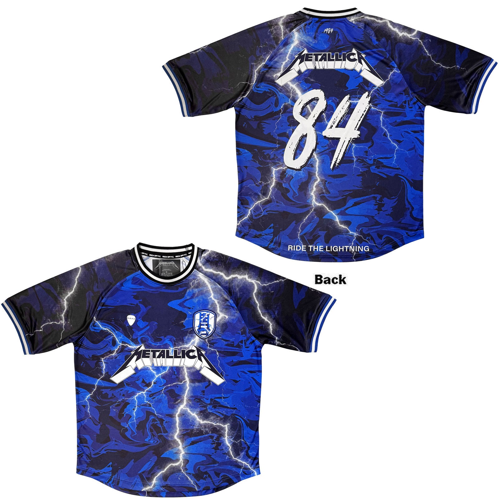 Metallica Unisex Sports Jersey: Ride The Lightning '84 (Navy Blue) (All Over Print)