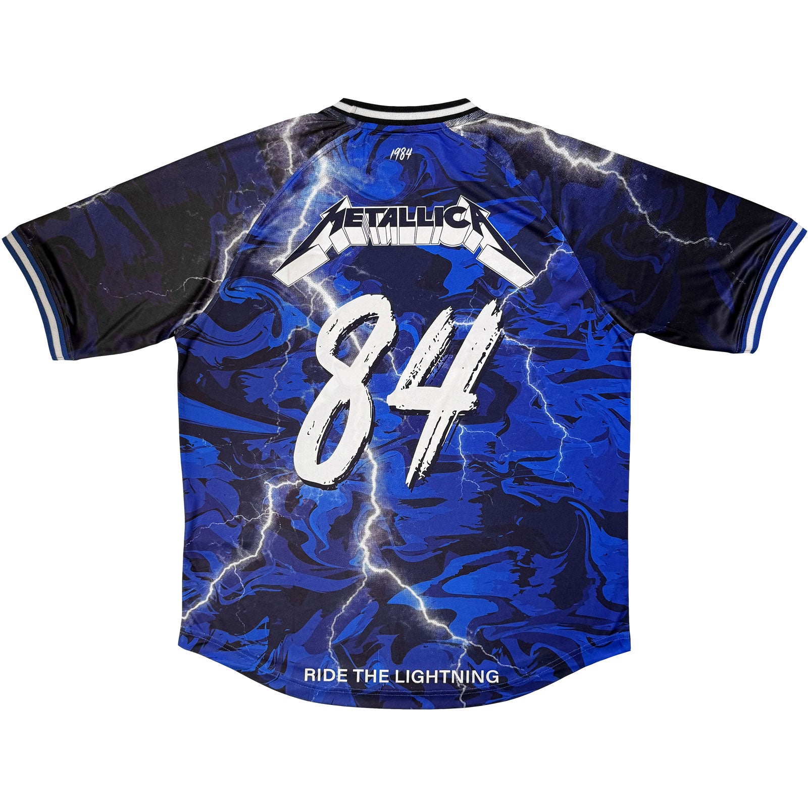 Metallica Unisex Sports Jersey: Ride The Lightning '84 (Navy Blue) (All Over Print)