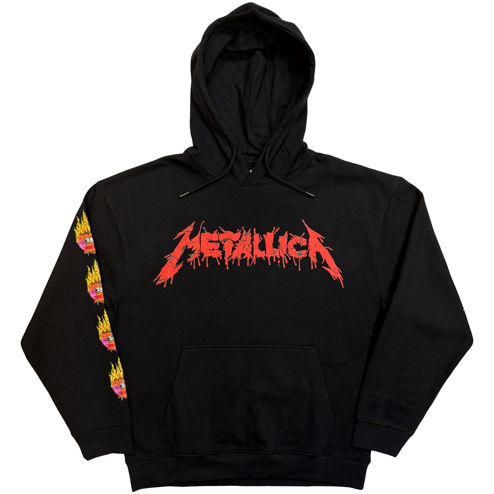 Metallica Unisex Pullover Hoodie: Flower Skull (Black) (Back Print)
