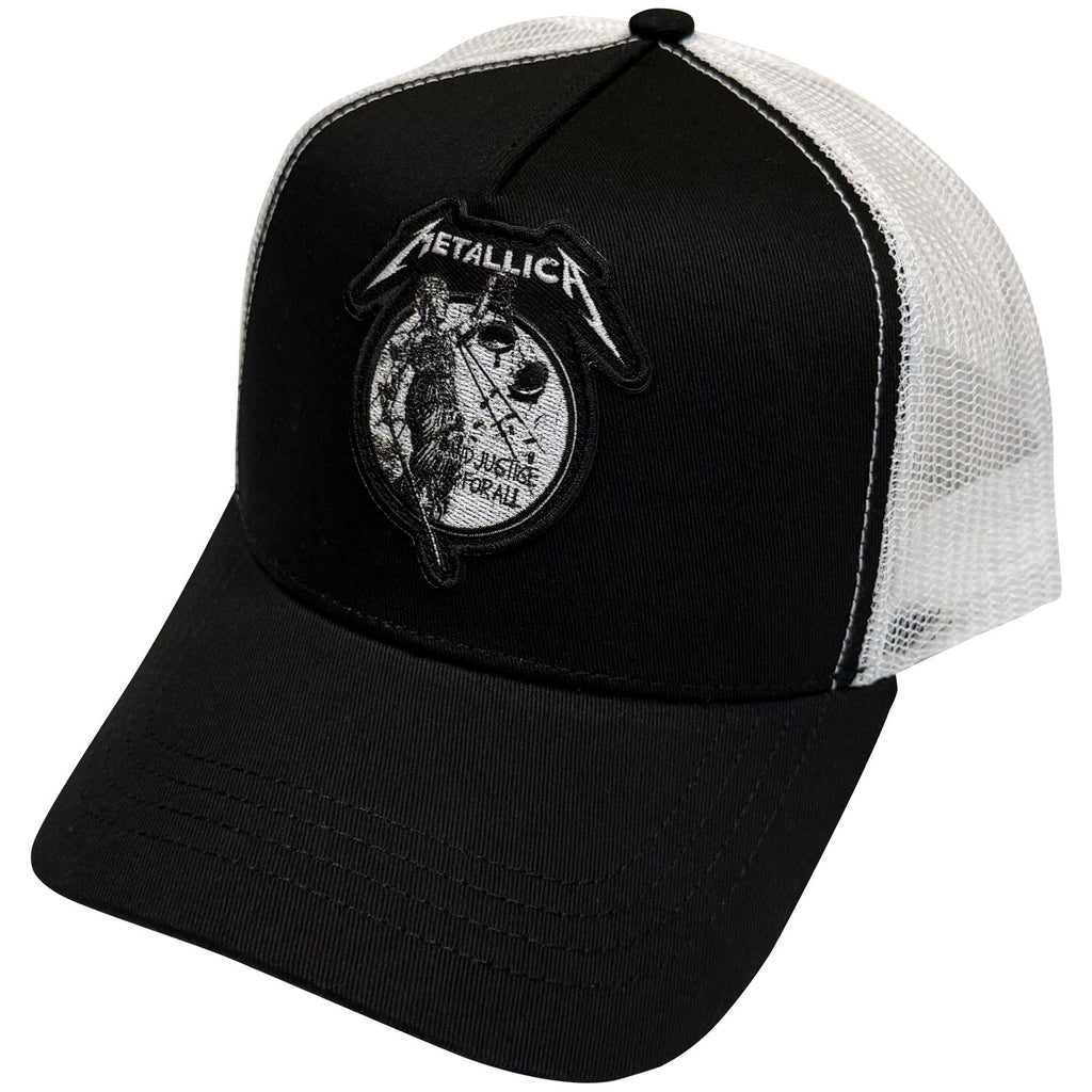 Metallica Unisex Mesh Back Cap: Justice Mono (Black & White)