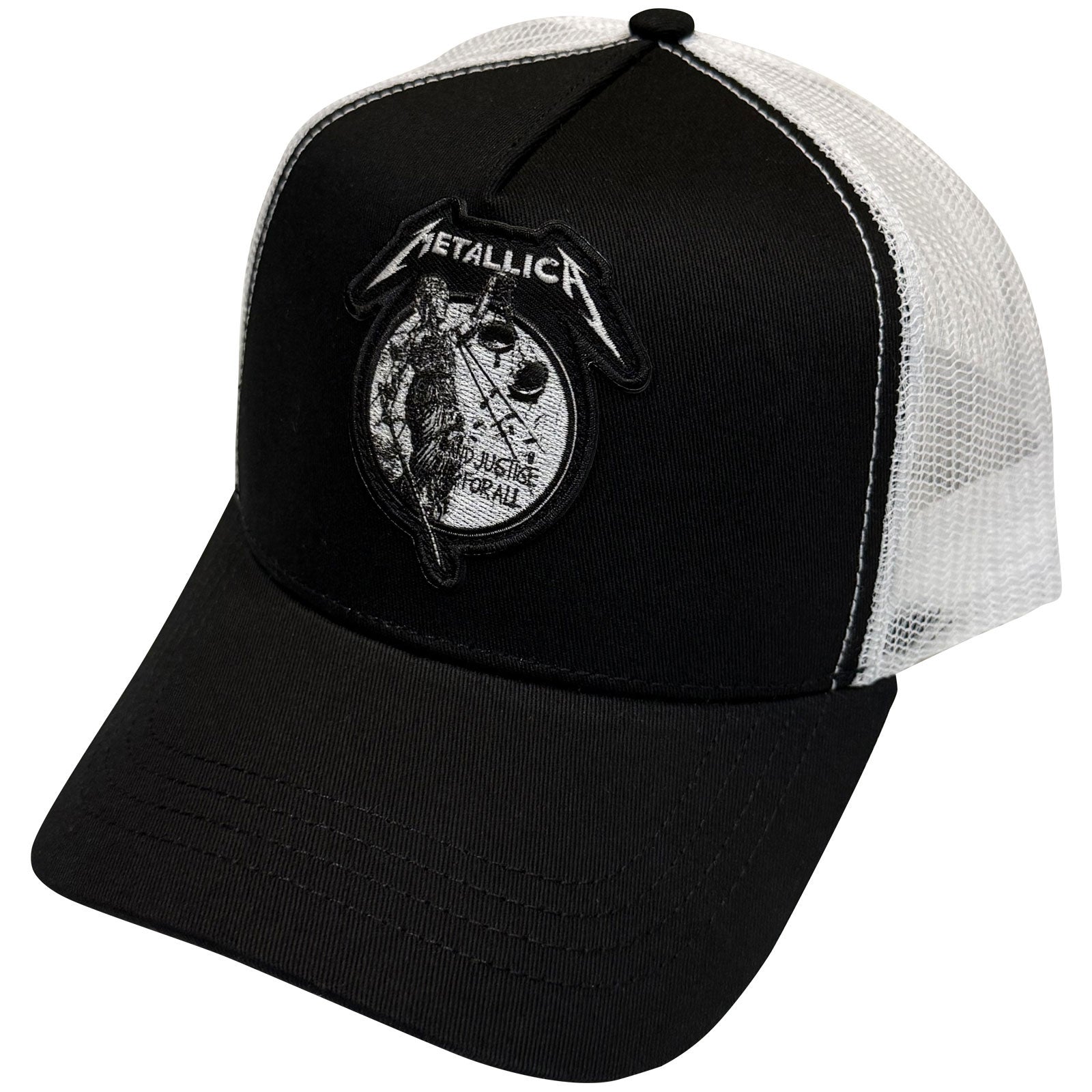 Metallica Unisex Mesh Back Cap: Justice Mono (Black & White)
