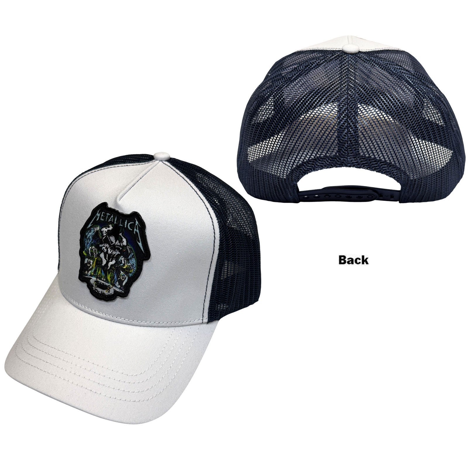Metallica Unisex Mesh Back Cap: Stage Pit (Navy Blue & White)