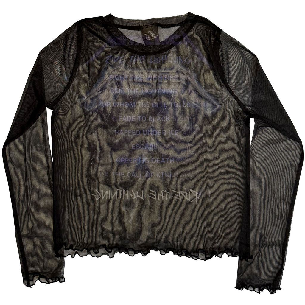 Metallica Ladies Mesh Crop Top: Logo (Black)