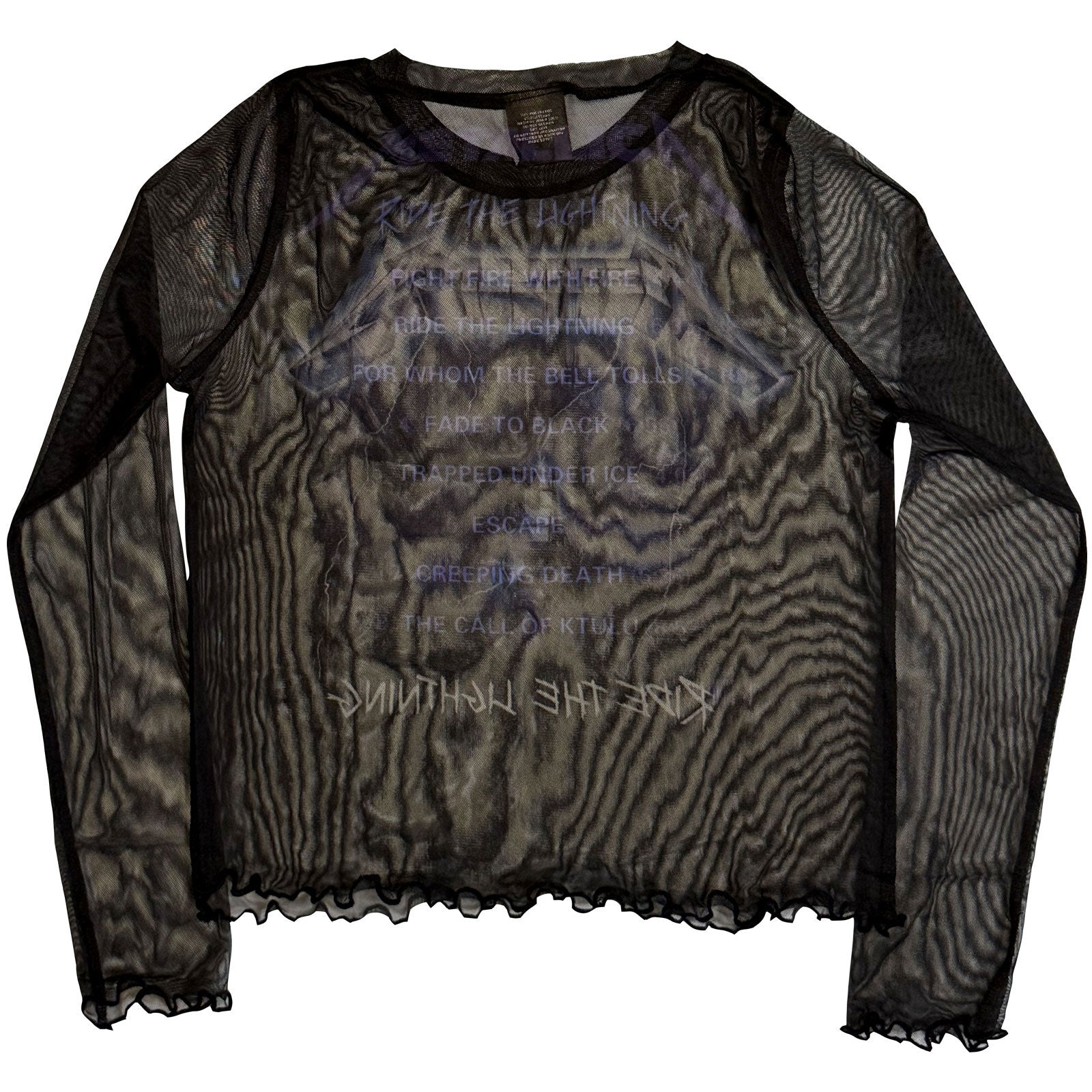 Metallica Ladies Mesh Crop Top: Logo (Black)